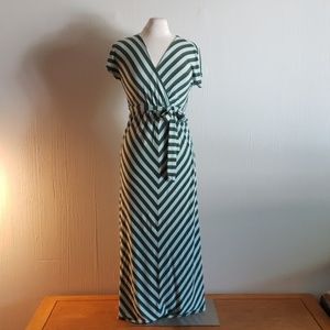 Stripey green maxi dress